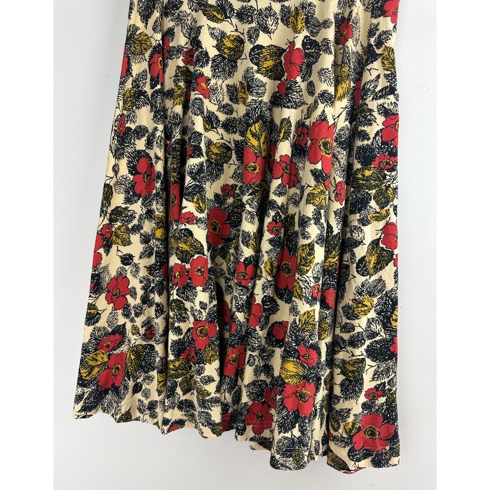 Effies Heart Floral Poppies A Line Circle Skirt Cream Red Pocket Stretch Medium - Picture 6 of 12